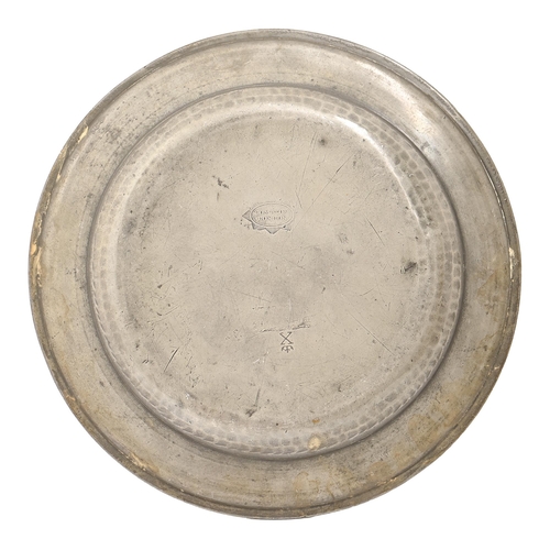 837 - An English pewter alms plate, engraved Wesleyan Methodist Chapel London Road Opened December 3rd 186... 