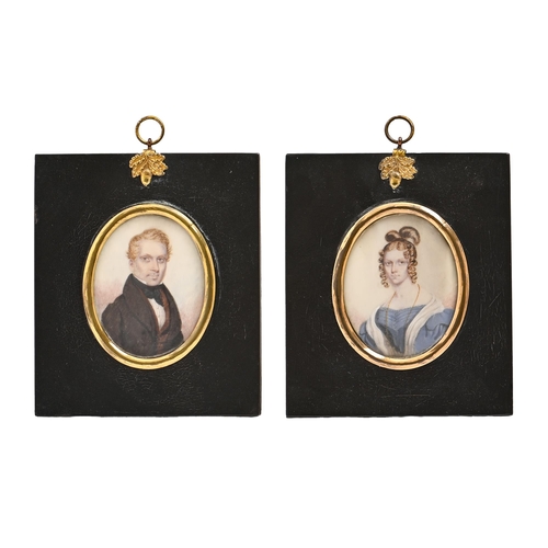 986 - English School, early 19th century - A pair of Portrait Miniatures of a Lady and Gentleman, watercol... 