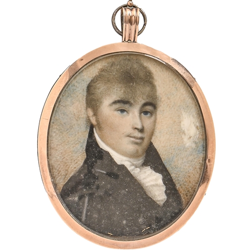 993 - Attributed to Edward Nash (1778-1821) - Portrait Miniature of a Young Gentleman, with lightly powder... 