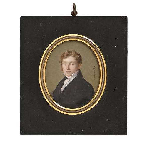 994 - André-Léon Larue, called Mansion (1785-after 1837) - Portrait Miniature of a Young Gentleman, in whi... 