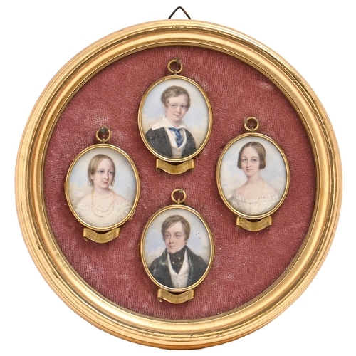 995 - English School, mid 19th Century - A set  of four Portrait Miniatures of Children,  comprising Rober... 