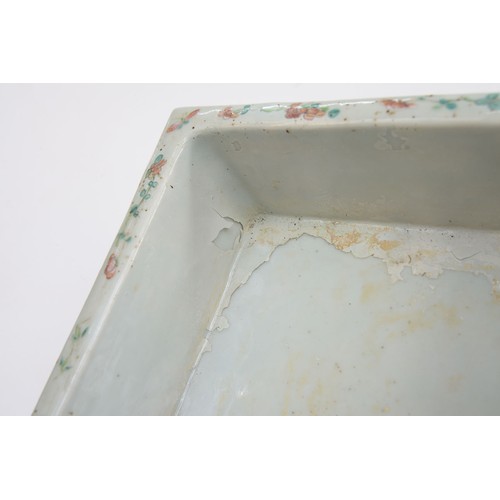 392 - A Chinese famille rose rectangular jardiniere, 19th c, painted with wading and other birds, lotus an... 