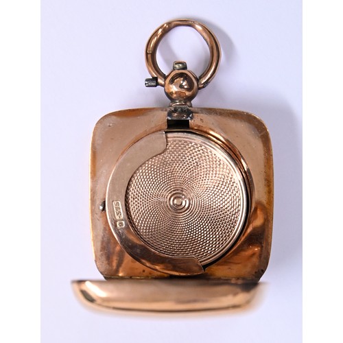 31 - An Edwardian 9ct gold sovereign case, cushion shaped, 30mm x 30mm, by E J Houlston Ltd, Birmingham 1... 