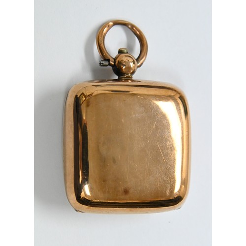 31 - An Edwardian 9ct gold sovereign case, cushion shaped, 30mm x 30mm, by E J Houlston Ltd, Birmingham 1... 