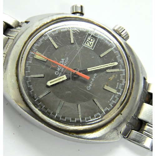 123 - An Omega stainless steel wristwatch, Chronostop, 35 x 39mm, bracelet not original