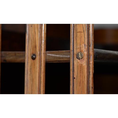 1267 - An Edwardian rosewood and inlaid rotating bookcase with patera to the top, 116cm h; 56 x 57cm... 