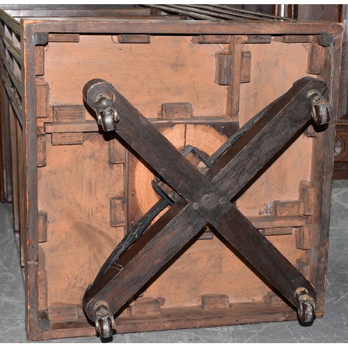 1267 - An Edwardian rosewood and inlaid rotating bookcase with patera to the top, 116cm h; 56 x 57cm... 