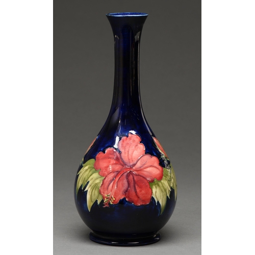 233 - A Moorcroft Hibiscus vase, mid 20th century, 25.5cm h, impressed marks, painted initials, printed pa... 