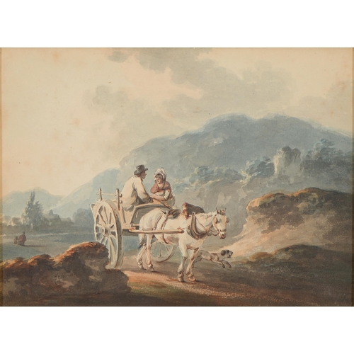 789 - Peter La Cave (1769-1811) - A Couple in a Cart Drawn by a White Horse, signed and dated 1800, waterc... 