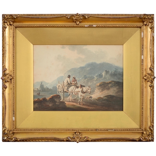 789 - Peter La Cave (1769-1811) - A Couple in a Cart Drawn by a White Horse, signed and dated 1800, waterc... 