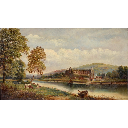 797 - English School, 19th c - Tintern Abbey, indistinctly signed H HARR*, oil on canvas, 42.5 x 75.5cm... 