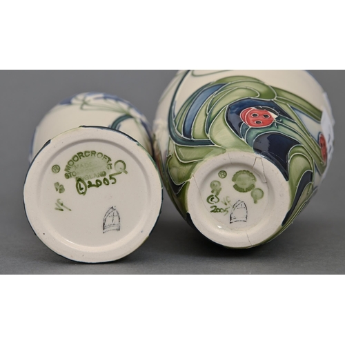 117 - Two Moorcroft Fly Away Home vases, 2005, 20.5cm h and smaller, impressed mark, painted initials (2)... 