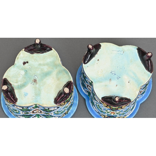 2 - A pair of Jules Vieillard & Cie 'cloisonne' earthenware jardinieres, c1900, 12.4cm h, impressed ... 