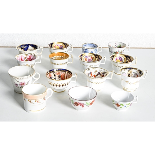 258 - Fifteen Charles Bourne tea cups and coffee cups, c.1820, pattern numbers 100, 102, 115, 168, 288, 30... 