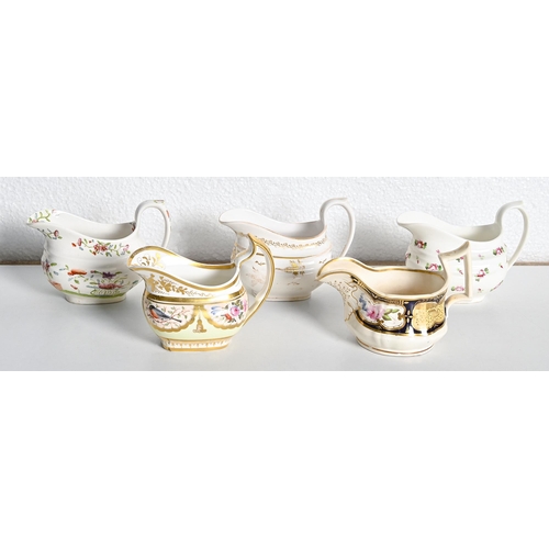 272 - Five Charles Bourne cream jugs c.1818-1825, pattern numbers 60, 95, 417, 910, 154, including a cream... 