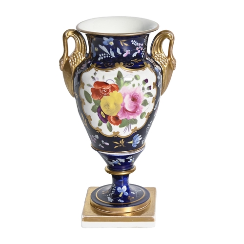 280 - A Charles Bourne French-shape vase, c.1820-1825, pattern number 235, painted with a bouquet bordered... 