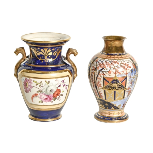 283 - Two Charles Bourne vases, c.1820-1825, pattern numbers 198 and 206, painted in the Japan-style with ... 