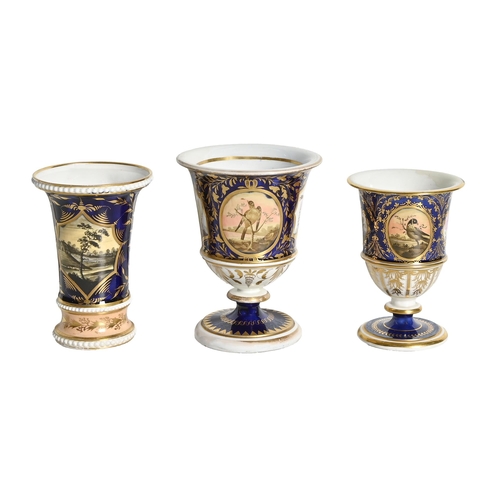 285 - Three Charles Bourne spill-vases, c.1820-1825, pattern numbers 1, 3, and 112, a cobalt ground spill-... 