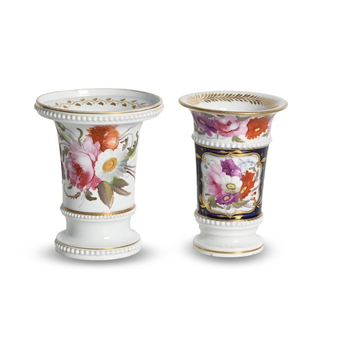 287 - Two Charles Bourne spill vases, c.1820-1825, pattern numbers 562 and 521, enamelled with a central b... 