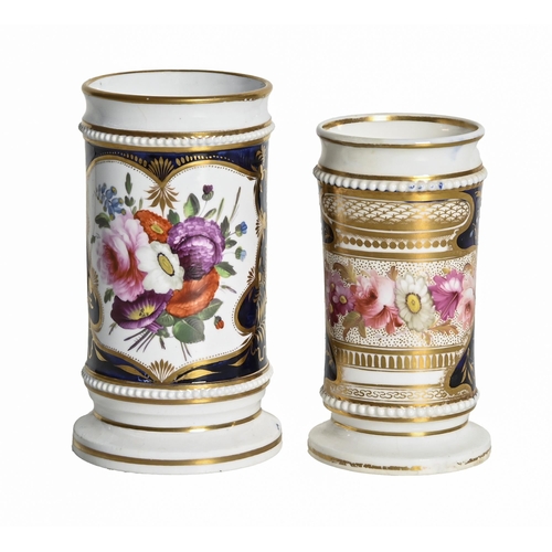 288 - Two Charles Bourne spill vases, 1820-1825, pattern numbers 463 and 427, enamelled with a bouquet res... 