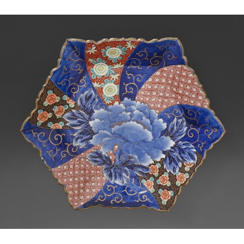 29 - A Japanese hexagonal Imari charger, Meiji period, 52 x 52cm