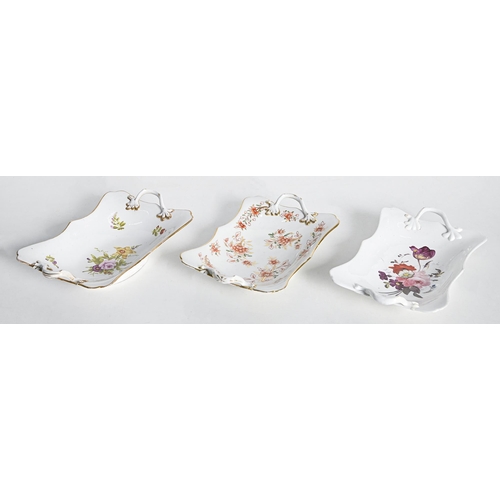 292 - Three Charles Bourne two handled dessert dishes, c.1820-1825, pattern numbers 70 and 72, all with mo... 