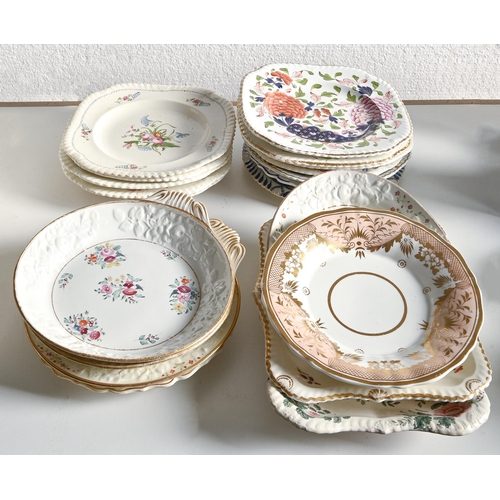 337 - Twenty transfer printed and enamelled dessert plates and dishes, first half of 19th c and later, inc... 