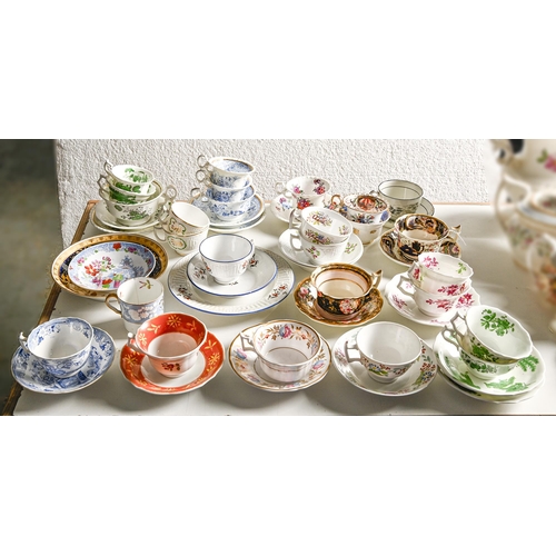 340 - Miscellaneous trios and cups and saucers, c.1825, to include moulded teaware, various sizes and mark... 