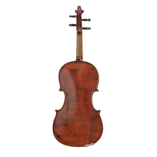 471 - A German violin, early 20th c, bearing label Joseph Anton Hall Augsburg, length of back 36cm, cased... 