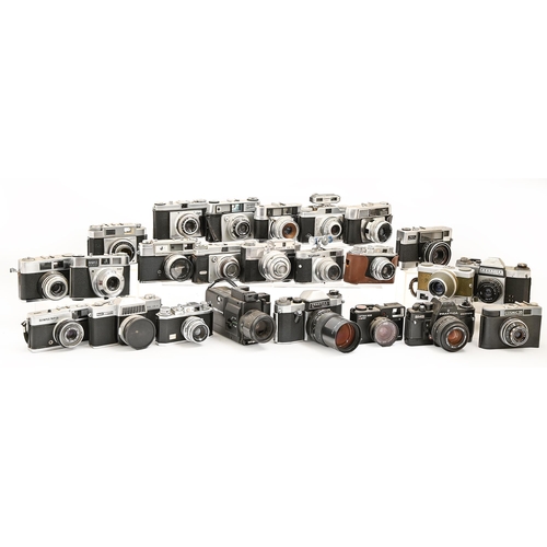 531 - Miscellaneous compact, SLR and rangefinder cameras, to include Werra, Olympus, Kodak, Agfa, Rank Mam... 