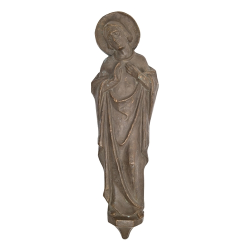 570 - A French bronze wall-mounted relief of Christ, early 20th c, 45cm h