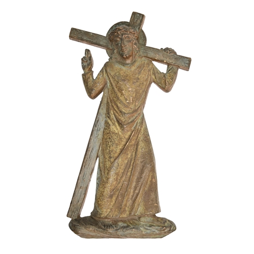 571 - Stations of the Cross, Jesus takes up his cross, a bronze relief, 43cm h