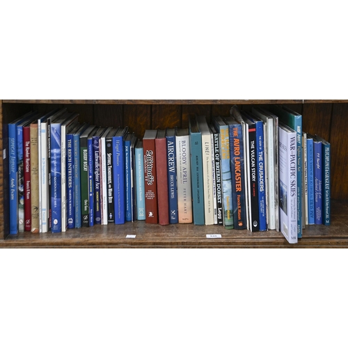 645 - Books. One shelf of aviation reference, almost all military, 20th c and later, including Mason's Lan... 