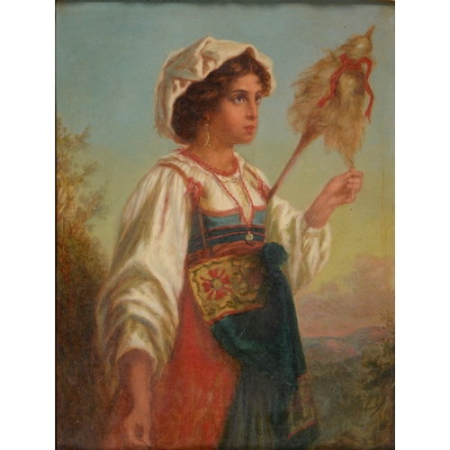 670 - Italian School, 19th century - A Peasant Girl, oil on canvas, 37.5cm x 28cm