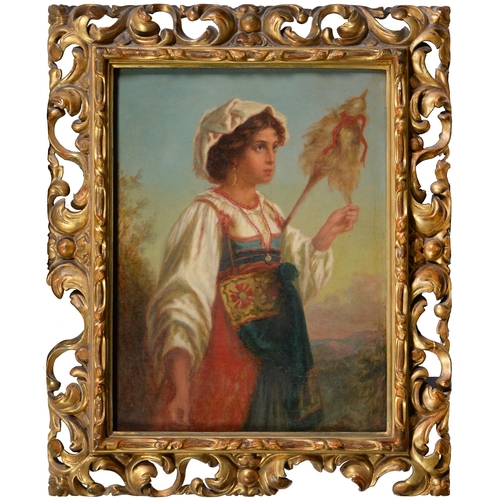 670 - Italian School, 19th century - A Peasant Girl, oil on canvas, 37.5cm x 28cm