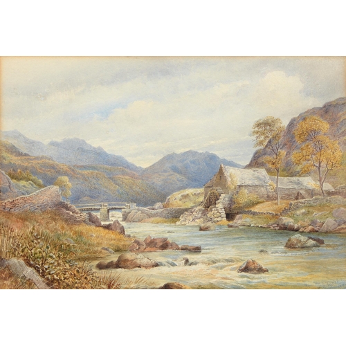 676 - Joseph Seddon Tyrer, mid-late 19th c - Water Mill by a Bridged River, signed and dated 1896, waterco... 