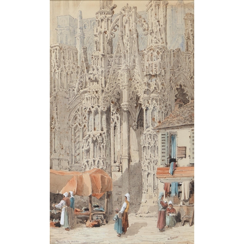 682 - English School, mid-19th c - Louviers, Normandy, indistinctly signed, titled, later bearing the erro... 