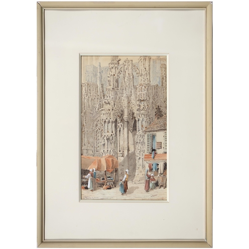 682 - English School, mid-19th c - Louviers, Normandy, indistinctly signed, titled, later bearing the erro... 