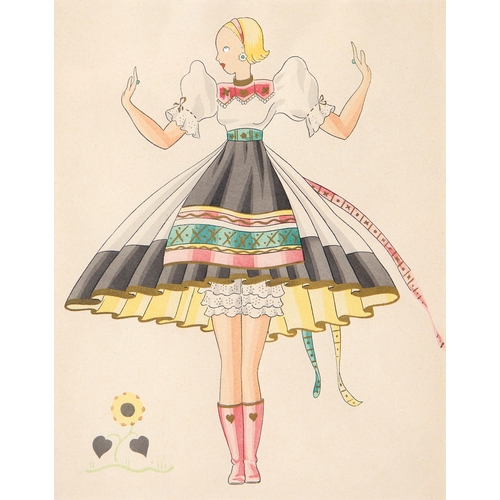 687 - Italian School, 20th century - Fashionable Young Women, three, pochoir prints, 29.5cm x 23.5cm and c... 