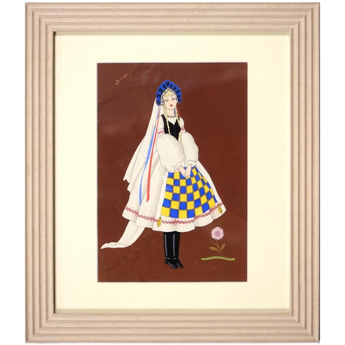 687 - Italian School, 20th century - Fashionable Young Women, three, pochoir prints, 29.5cm x 23.5cm and c... 