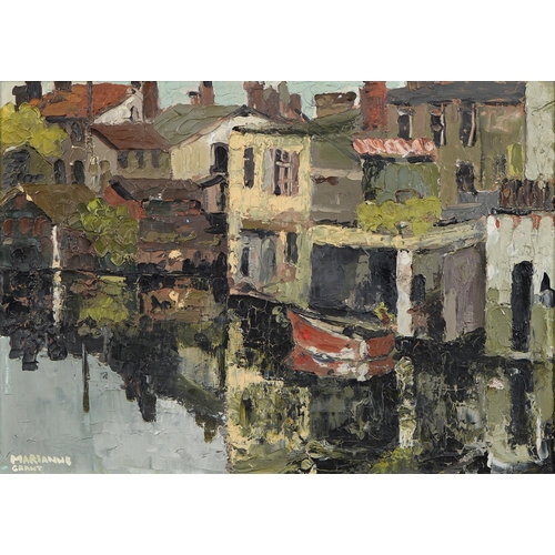 709 - Marianne Grant (1921-2007) - The Continental Canal, signed, oil on canvas, 26 x 37cm... 