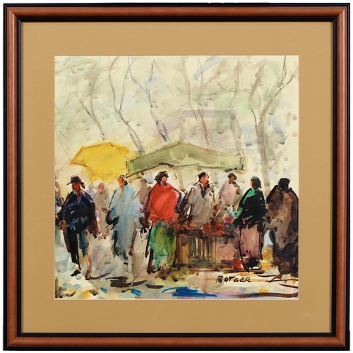 710 - ** Rotger, late 20th century - Groups of Figures, four, all signed, watercolour, 38.5cm x 39cm and s... 