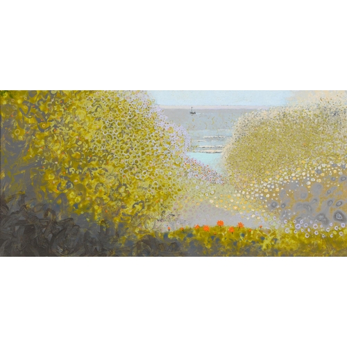 711 - Charles Stone, 20th/21st century - Shoreline Flora, acrylic on board, 17.5cm x 36.5cm... 