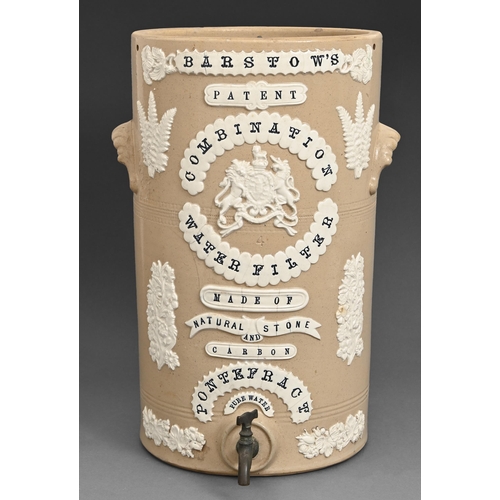 72 - A Victorian salt glazed buff stoneware Barstow's Combination Water Filter, sprigged with flowers and... 