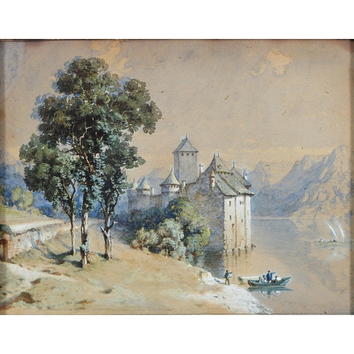 720 - Continental School, 19th century - Alpine Castle, watercolour, 19cm x 25cm