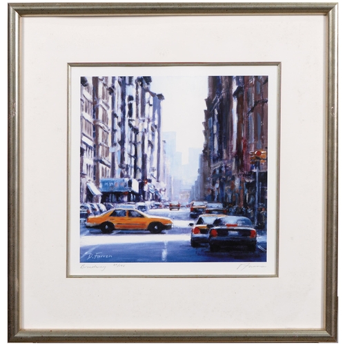 725 - David Farren (1972-) - Broadway; Manhattan Shadows, two, reproductions printed on paper, signed by t... 