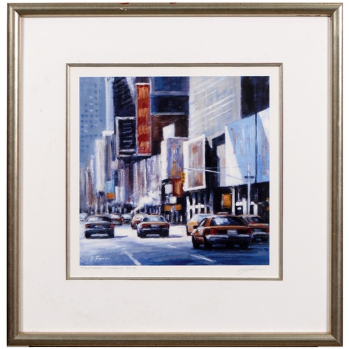 725 - David Farren (1972-) - Broadway; Manhattan Shadows, two, reproductions printed on paper, signed by t... 