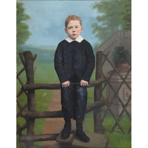 732 - A Victorian overpainted photograph of a Boy, in rosewood veneered frame, 76cm x 63cm... 