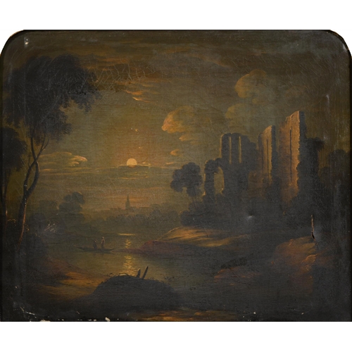 734 - 19th century follower of Sebastian Pether - Ruins By Moonlight, oil on canvas, 49cm x 59cm... 