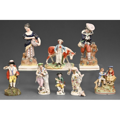 76 - Miscellaneous Derby, Staffordshire and continental figures, early 19th c and later, to include a pai... 